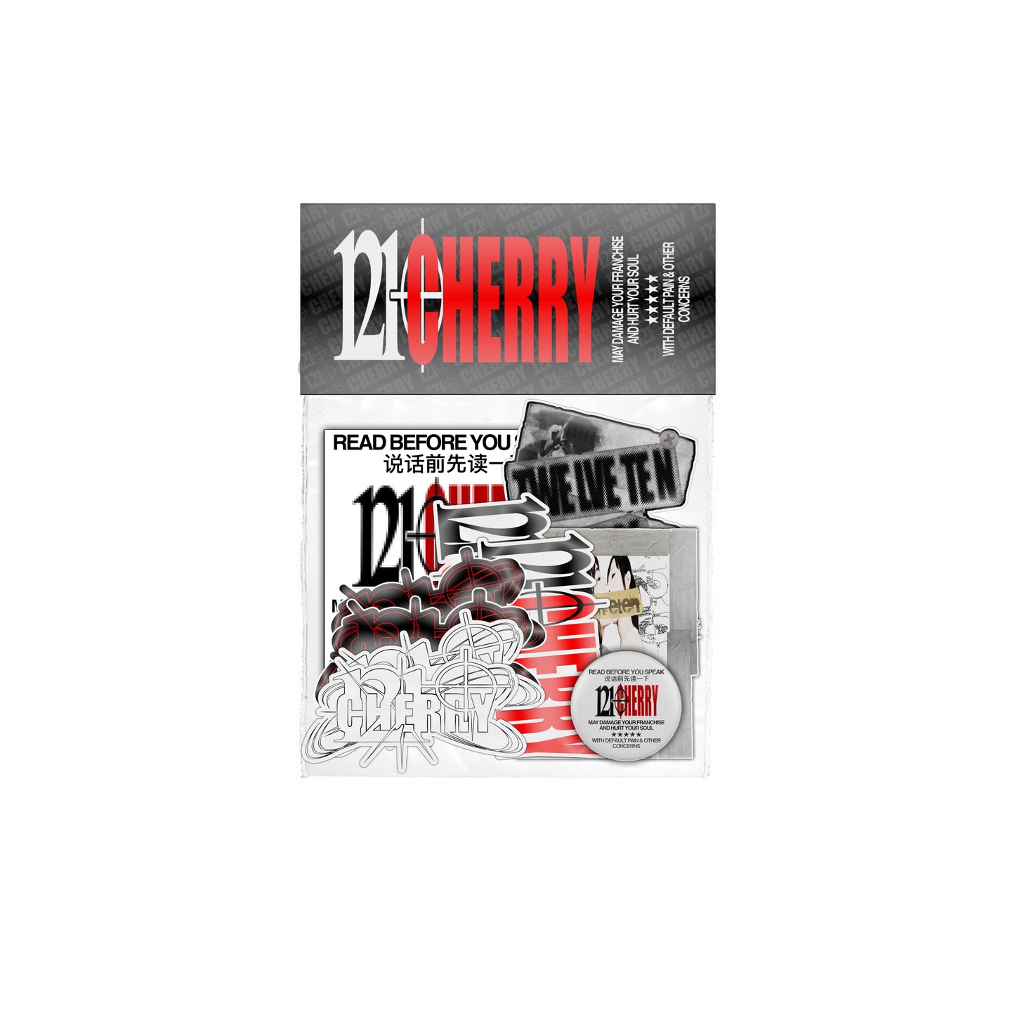 CHERRY1210 "STICKER PACK WITH BUTTON PIN"